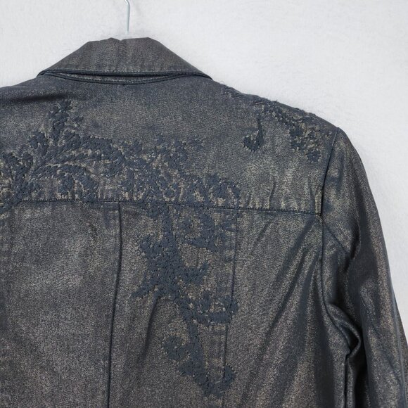 Coldwater Creek Jacket Womens 8 Petite Black Gold Embroidered Shaped Lightweight - Picture 11 of 11